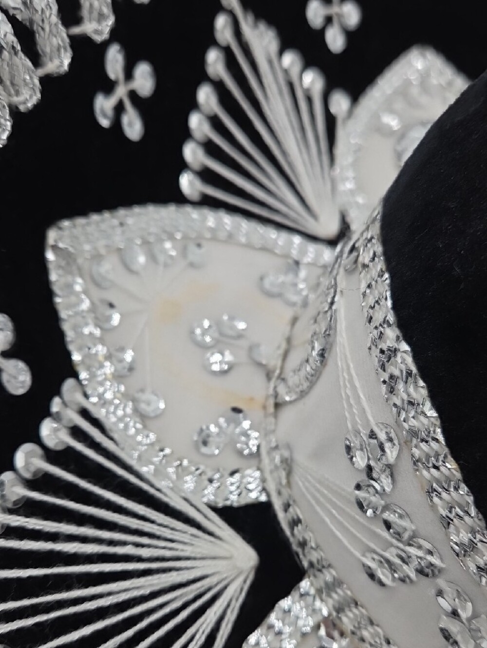 Black Velvet Silver Embellished Sombrero - Picture 3 of 4